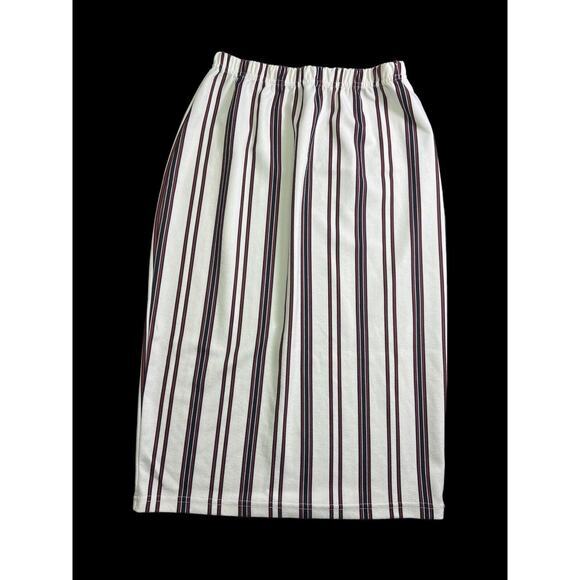 Shein Ladies White‎ Pencil Skirt w/Maroon & Black Vertical Stripes Size Large - Picture 1 of 6